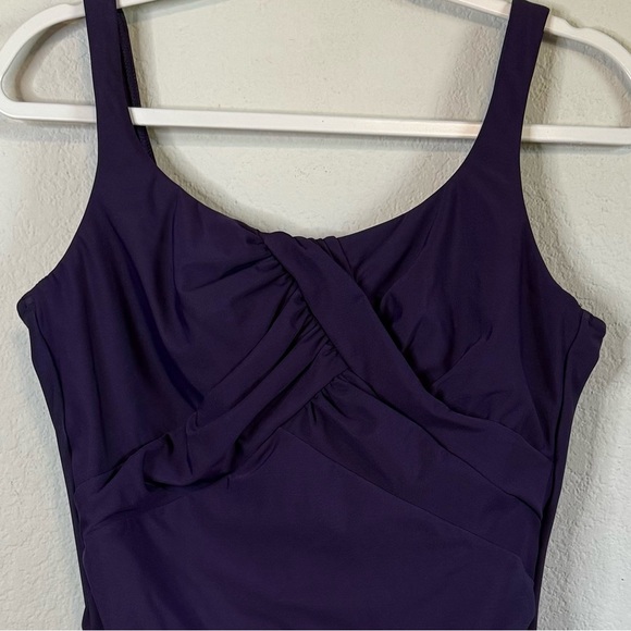 Lands End Dark Purple Figure Flattering One Piece Swimsuit Size 16 - Picture 3 of 10